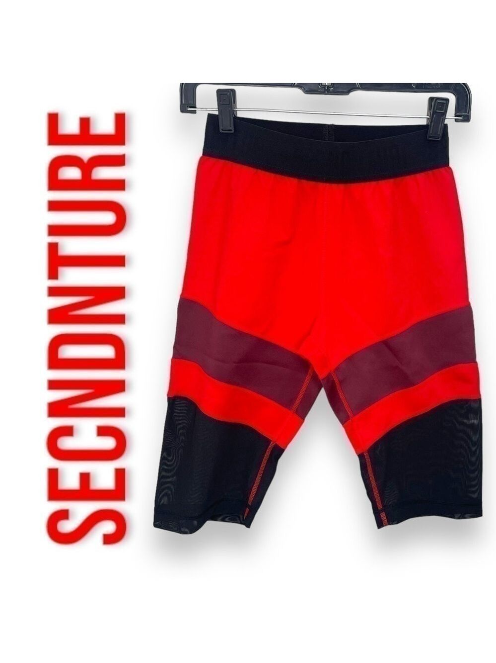 NWT SECNDNTURE Red & Black Biker Shorts - Small